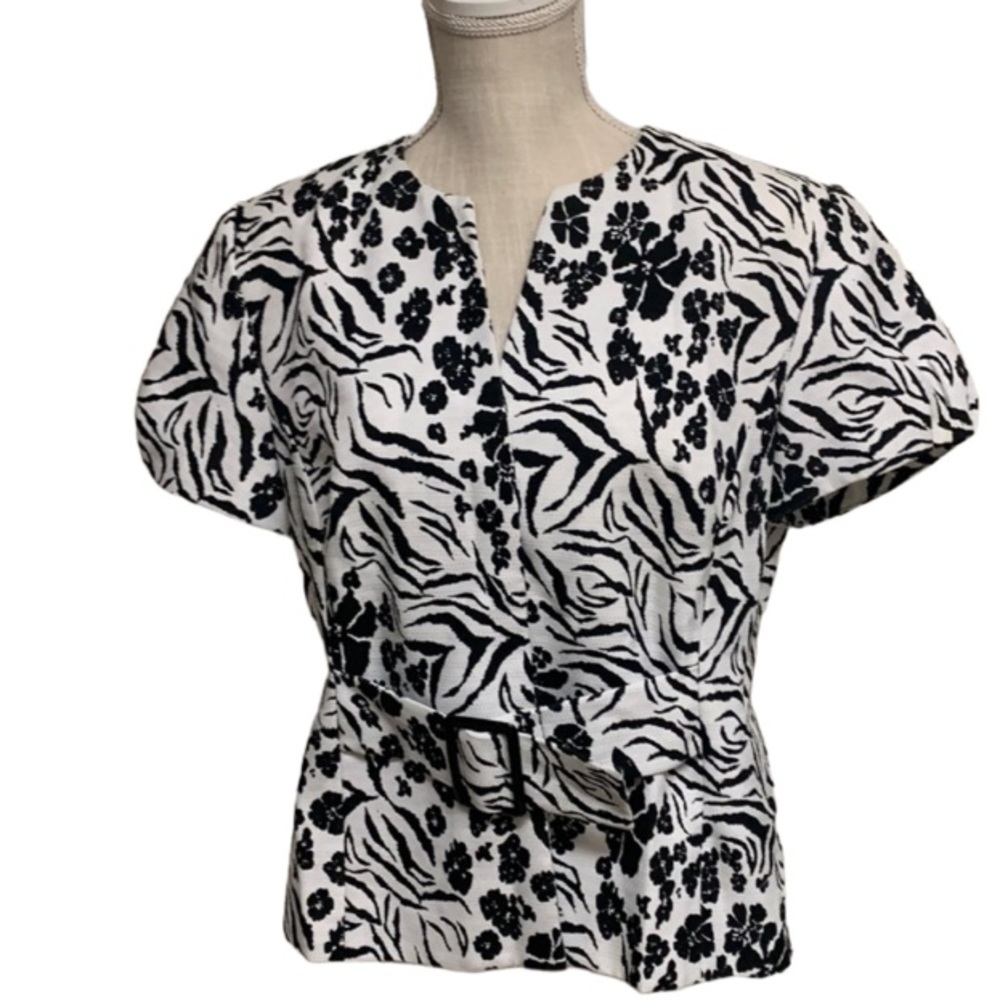 ISABELLA suits Floral Print Short Sleeve Suit Jacket